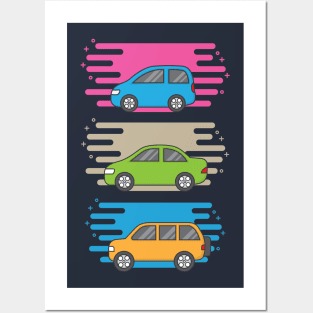 set modern flat design cute car Posters and Art